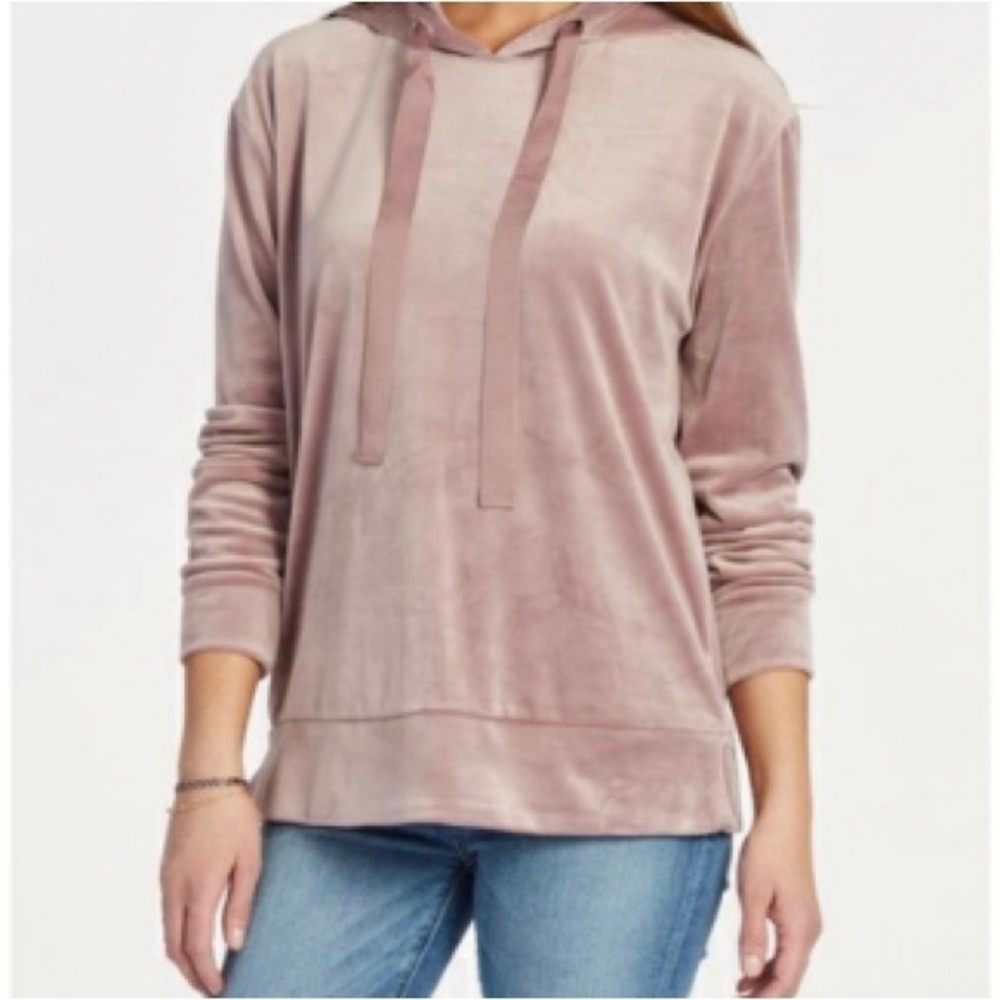 Peyton Jensen Pink Velour Hoodie Pullover Size Small